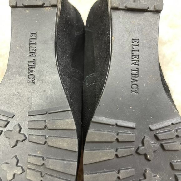 Ellen Tracy Black Tobin Oxford Suede Wedges Size 6 - Picture 9 of 11
